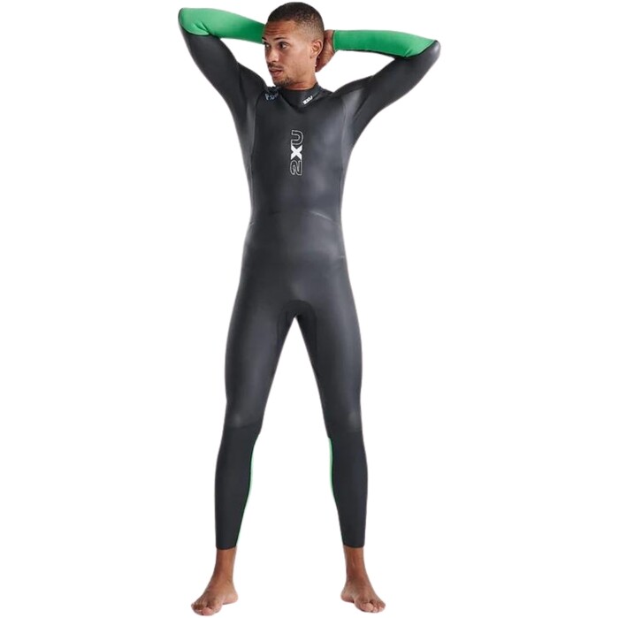 2024 2XU Mens Propel Open Water Swim Wetsuit MW7144c - Black / Bright Green